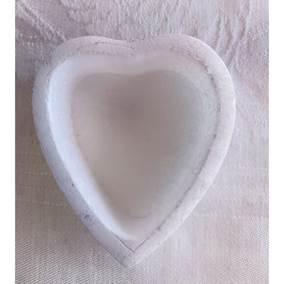 Marble Inlaid Stone Trinket Box India Vintage Heart Shaped Flower Valentines - Picture 2 of 8